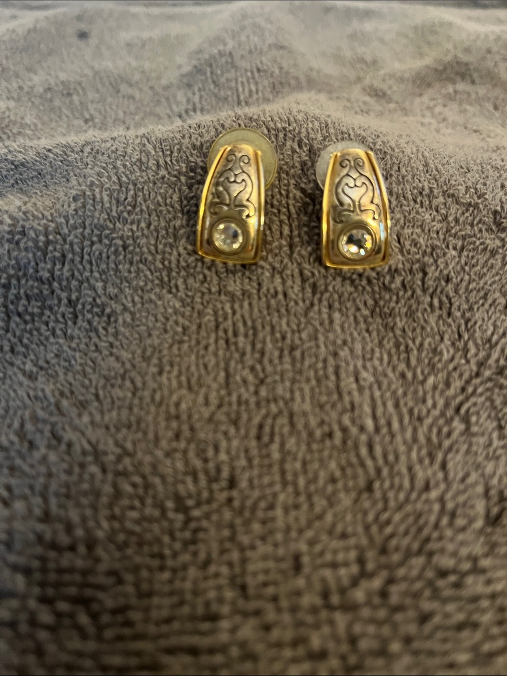 Brighton Gold-Tone Filigree Earrings with Clear Crystal Accent